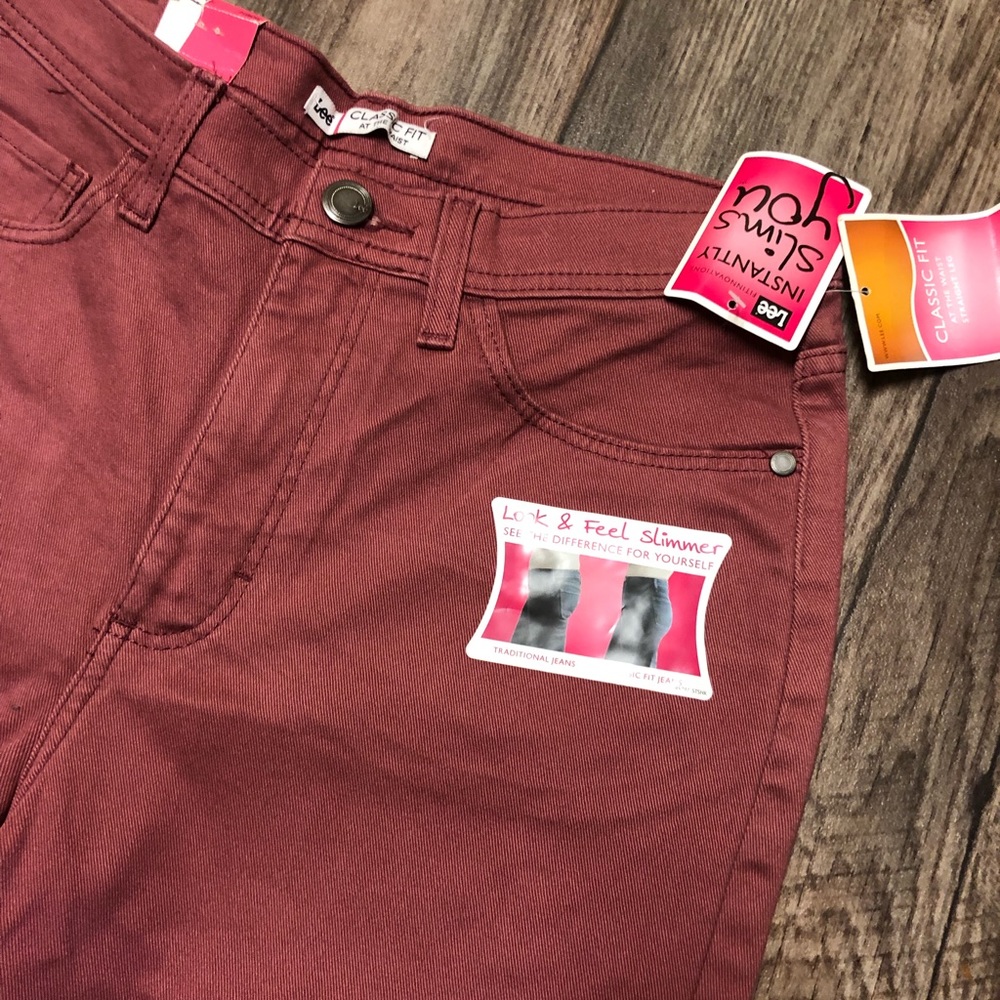 Lee Classic Fit Pink Denim Jeans High Rise Straight Leg Embellished Pocket  10 - Picture 3 of 4